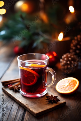Mulled wine in a glass