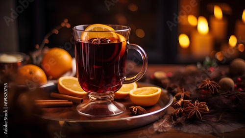Mulled wine with Christmas decoration