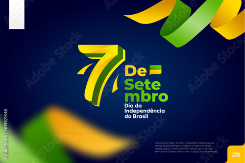 brazil independence day logotype september 7th with flag background