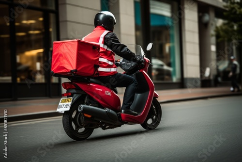 A delivery scooter driver equipped with a courier box on the rear © Emanuel