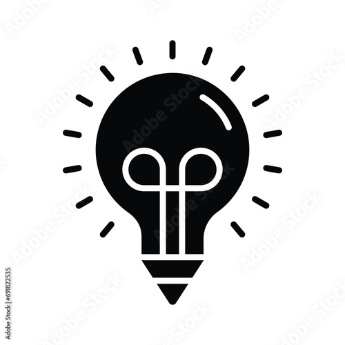 Light bulb with pencil denoting concept icon of creative writing, customizable design