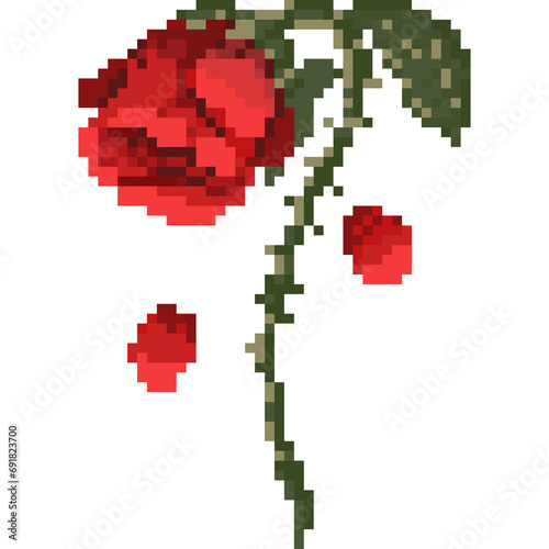 Pixel Art Falling Rose Flower