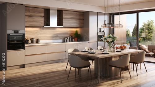 modern kitchen interior with Generative AI
