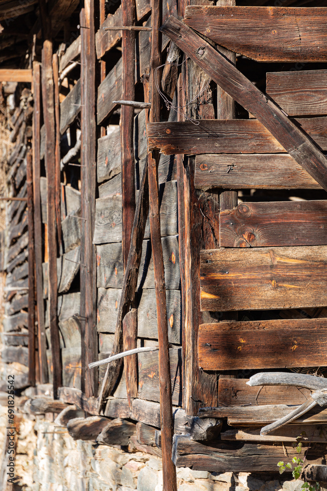Details from old broken wooden house