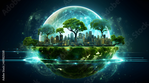 Environmental technology concept. Sustainable development goals. Generative Ai. photo