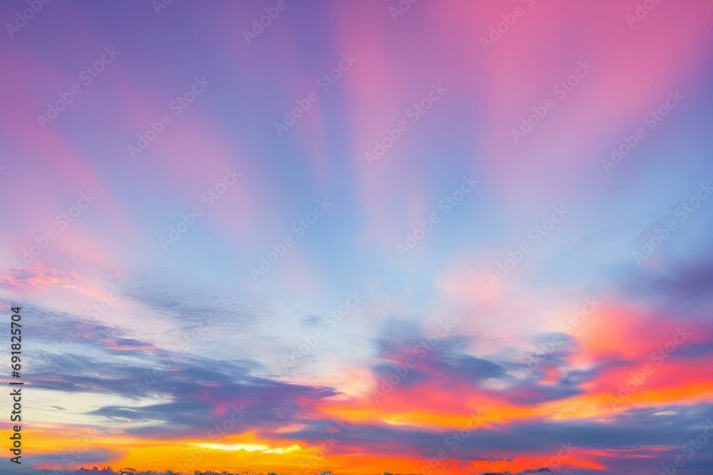 Fototapeta premium sunset sky with clouds. Generative AI