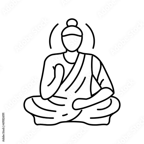 buddha siddhartha gautama line icon vector. buddha siddhartha gautama sign. isolated contour symbol black illustration