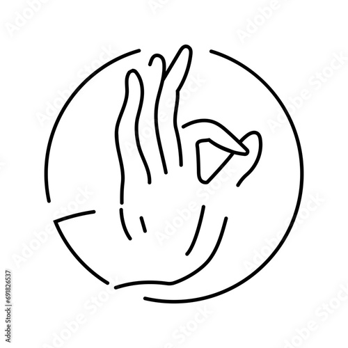 buddha hand gesture mudra line icon vector. buddha hand gesture mudra sign. isolated contour symbol black illustration
