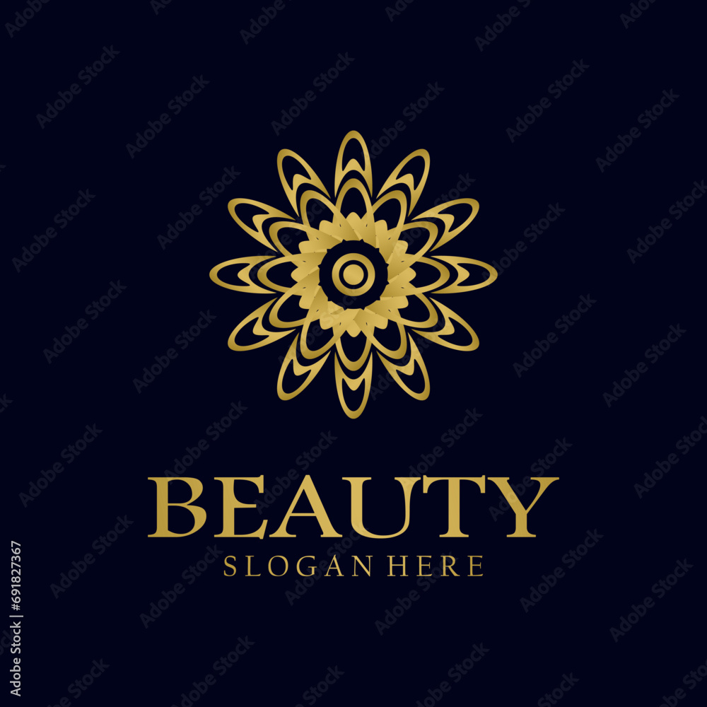Elegant abstract tree leaf flower logo icon vector design. Universal creative premium symbol. Luxury gem boutique vector sign in gold color. Elegant abstract tree leaf flower logo icon vector design. Universal creative premium symbol. Luxury gem boutique vector sign in gold color.
