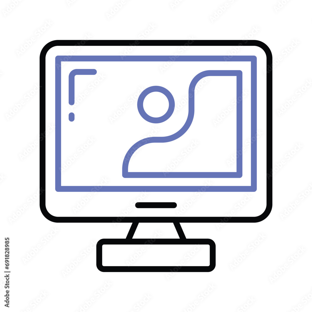design inside monitor showing concept icon of digital art in flat style design inside monitor showing concept icon of digital art in flat style