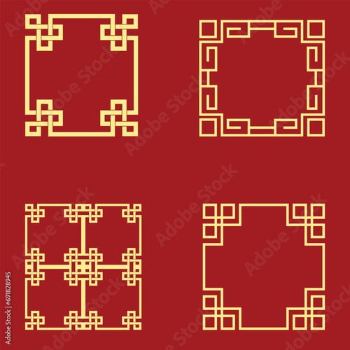 chinese frame borders, design collections on red background
