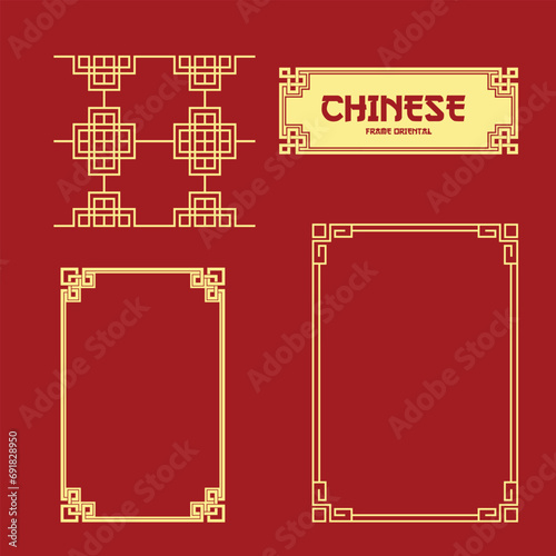 chinese frame borders, design collections on red background