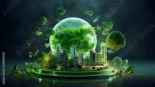 Green technology. Environmental technology concept. Sustainable development goals. Generative Ai. © yakub