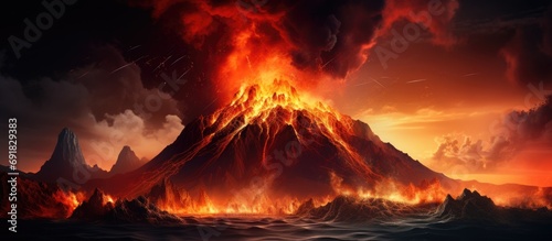 Eruption of a volcano. photo