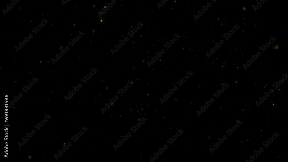 Falling gold glitter particles background. VFX falling gold glitter particles