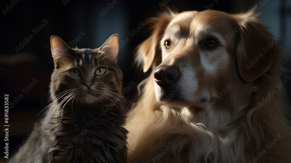 portrait of a Cat and Dog portrait of a Cat and Dog