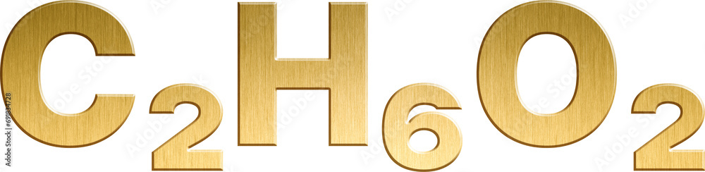 Ethylene Glycol - C₂H₆O₂ Sparkling Gold Organic Chemical Formula Ethylene Glycol - C₂H₆O₂ Sparkling Gold Organic Chemical Formula