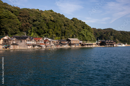 Beautiful fishing village of Ine in the north of Kyoto. Funaya or boat houses are traditional wooden houses built on the seashore. © Leckerstudio
