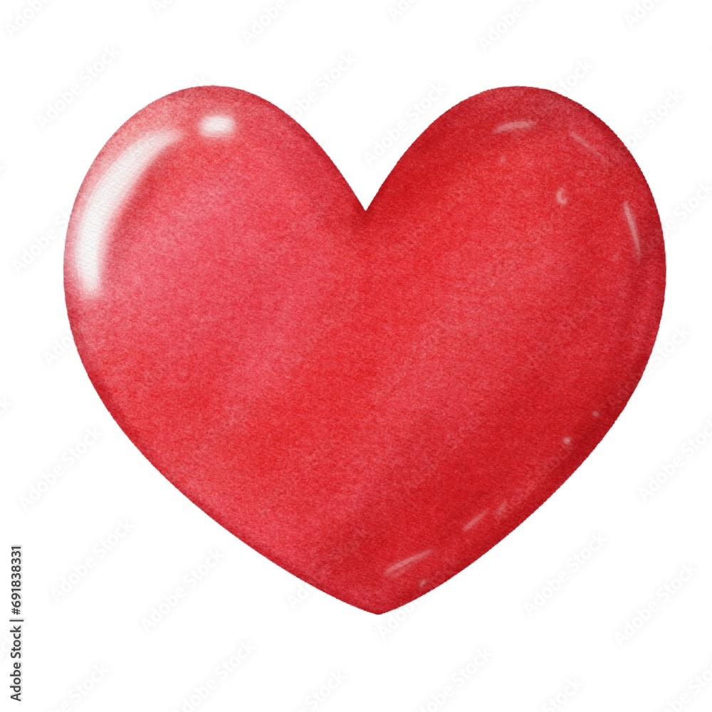 red heart Watercolor element cute for valentines’s day