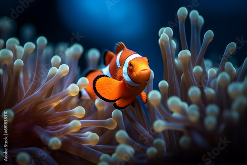 A close-up image that captures the fascinating partnership between anemones and clownfish