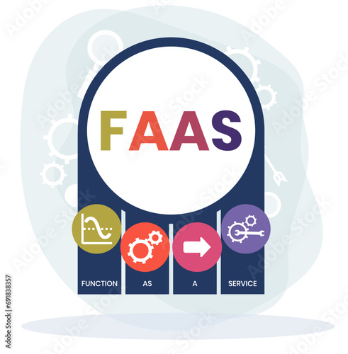 FAAS - Function As A Service acronym. business concept background. vector illustration concept with keywords and icons. lettering illustration with icons for web banner, flyer