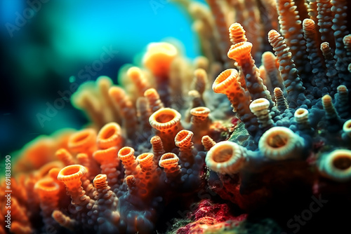Macro shot of barnacles on coral reef