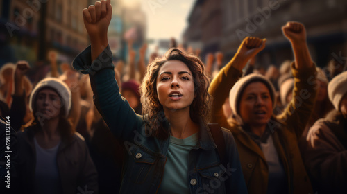 Generative AI image of Women Protesting Together © Eitan Baron