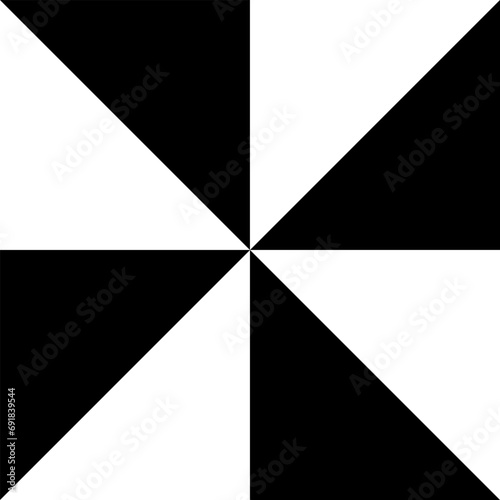 White and black geometric pattern, trendy seamless background in modern style. Texture of triangles and squares for textiles and wallpaper. photo
