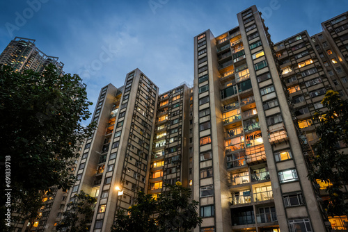 Evening Windows of Residential Buildings in Hong Kong © Dave