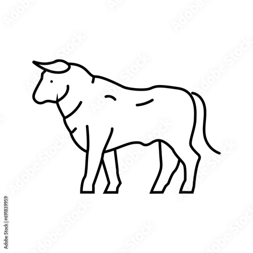 standing bul animal line icon vector. standing bul animal sign. isolated contour symbol black illustration