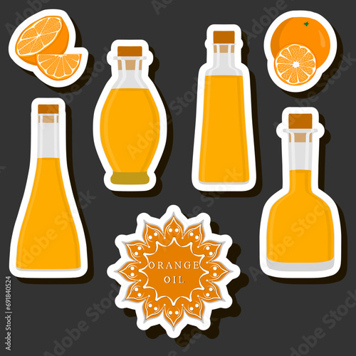 Illustration on theme big set different types liquid oil, bottle various size