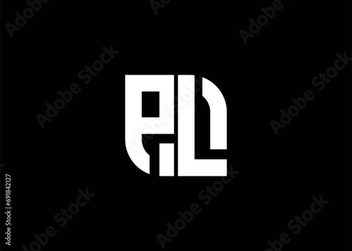 Monogram Letter PL Logo Design vector template