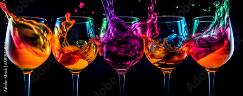 splash. glasses splashed with wine and bright color