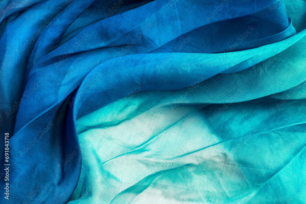 Blue draped silk