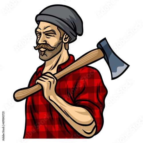 Lumberjack with Axe Illustration Vector Character Design