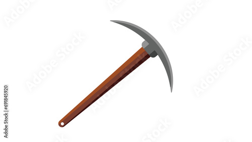 Metal pickaxe with brown wooden handle metal pickaxe icon photo