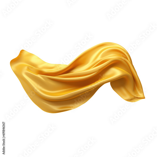Gold Silk scarf flying isolate transparent white background