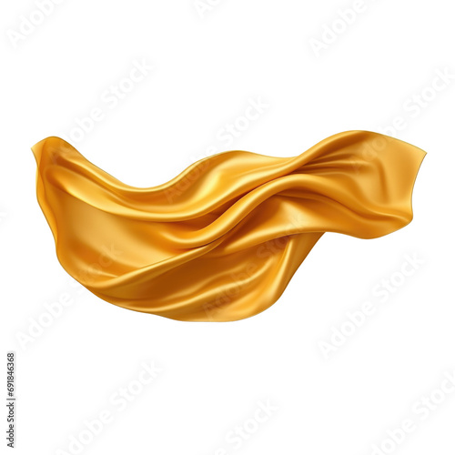 Gold Silk scarf flying isolate transparent white background