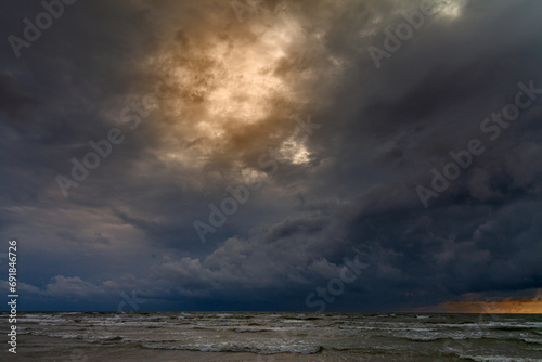 Clouds over Baltic sea at Liepaja, Latvia. photo