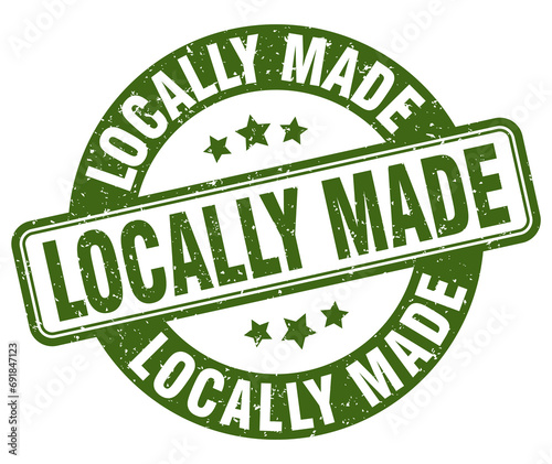 locally made stamp. locally made label. round grunge sign
