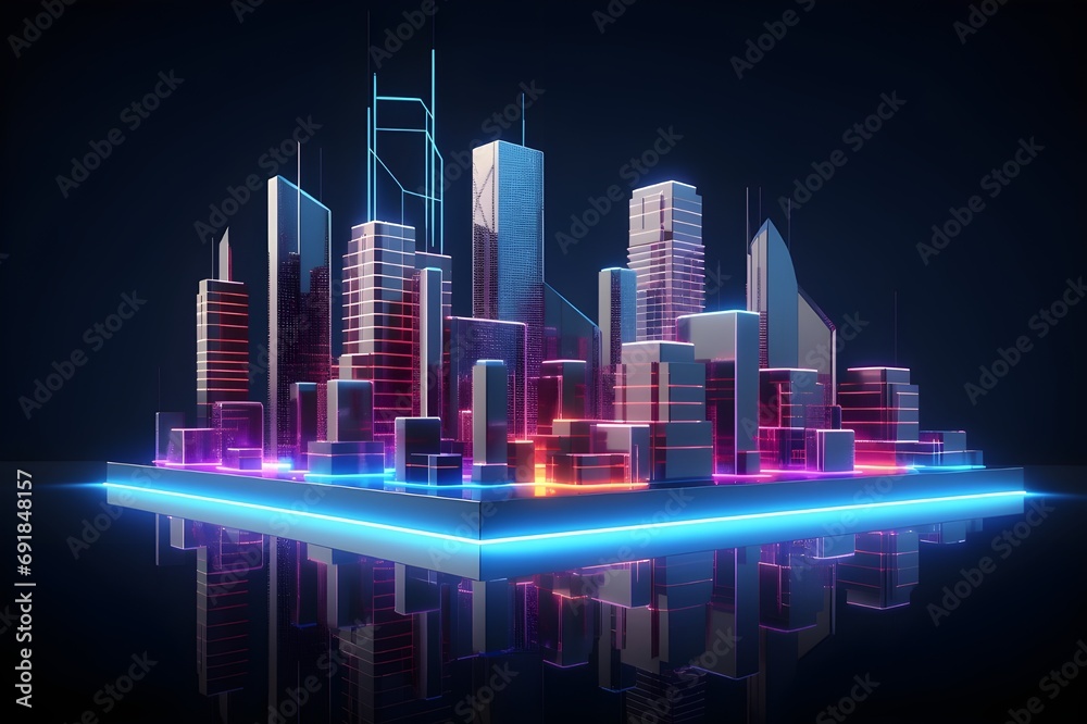 smart city cityscape building automation night