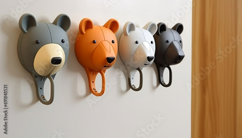 Create a set of 3D-printable animal-shaped wall hooks for hanging keys, bags, or accessories. Each hook can feature a different cute animal design