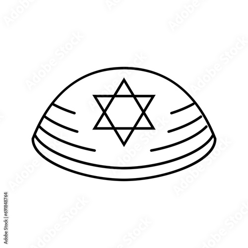 kippah yarmulke jewish line icon vector. kippah yarmulke jewish sign. isolated contour symbol black illustration