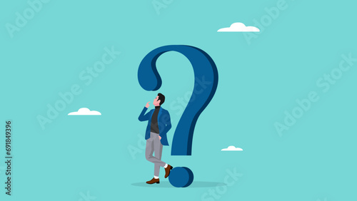 business people thinking with big question mark illustration suitable to describe businessmen confused vector illustration, choosing concept, businessmen confused with the question
