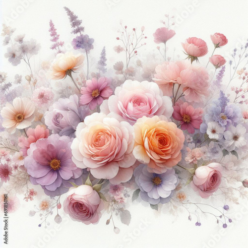 Beautiful roses painted in watercolors 水彩画で描かれたバラ