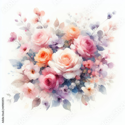 Beautiful roses painted in watercolors 水彩画で描かれたバラ