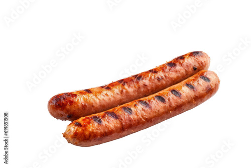 grilled raw sausage traditional food Isolated on transparent background PNG file.