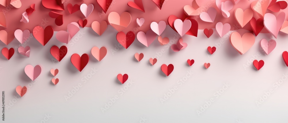 pink valentine's day background With a beautiful heart shape love concept In the Valentine's Day festival happy holiday Copy space panoramic background. Generative AI. pink valentine's day background With a beautiful heart shape love concept In the Valentine's Day festival happy holiday Copy space panoramic background. Generative AI.