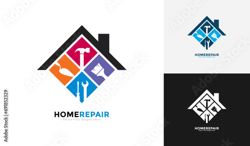 Home repair logo vector set. Suitable for business, building and information