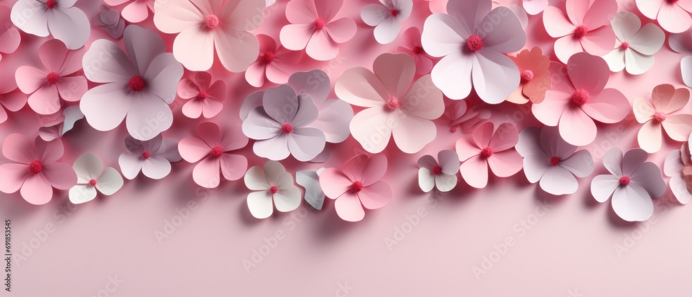 pink valentine's day background With a beautiful heart shape love concept In the Valentine's Day festival happy holiday Copy space panoramic background. Generative AI. pink valentine's day background With a beautiful heart shape love concept In the Valentine's Day festival happy holiday Copy space panoramic background. Generative AI.